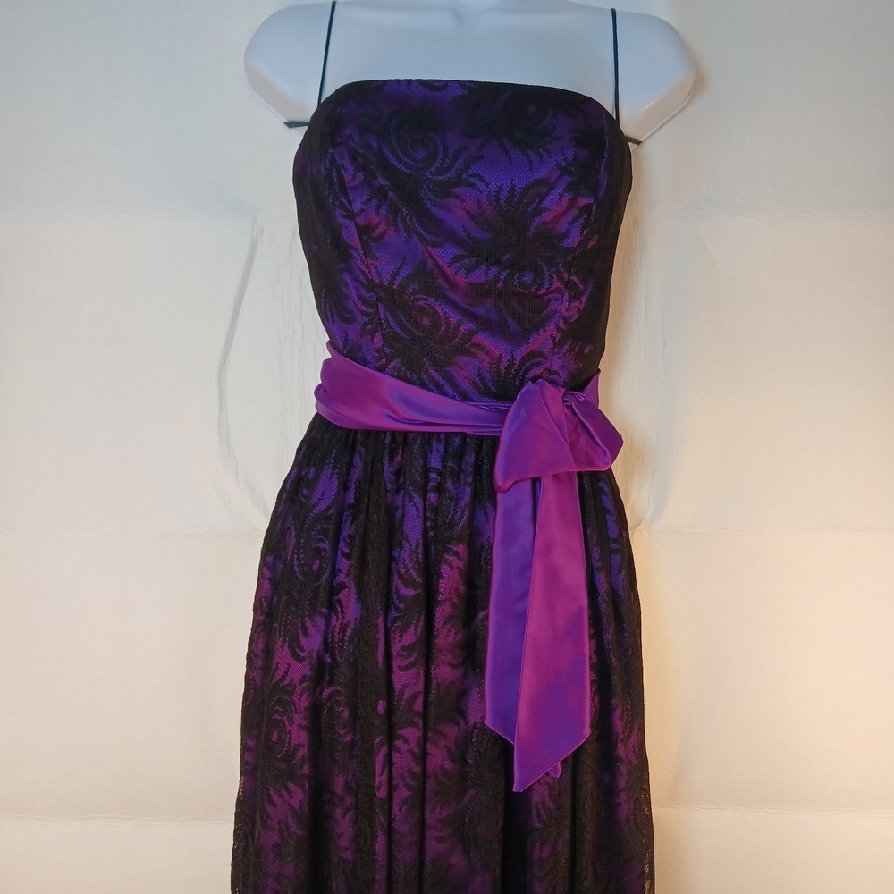 VTG Loralie Original 80s‎ Lace Gown Dress Size 6 Witchy Gothic Cosplay Vampiress - Picture 11 of 12